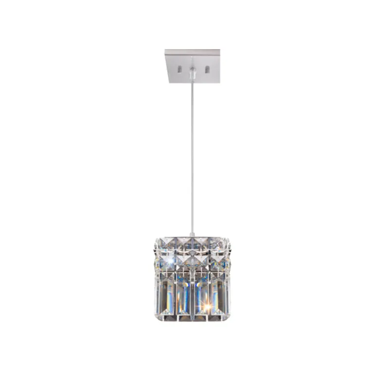 Pendente quadrado Llum de aço inox para 1 lâmpada cabo ajustável de 1m cristal Paris