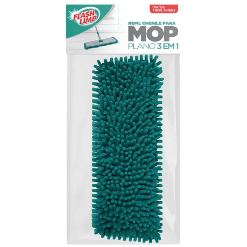Refil Chenile Mop Plano 3 em 1 Flash Limp Original