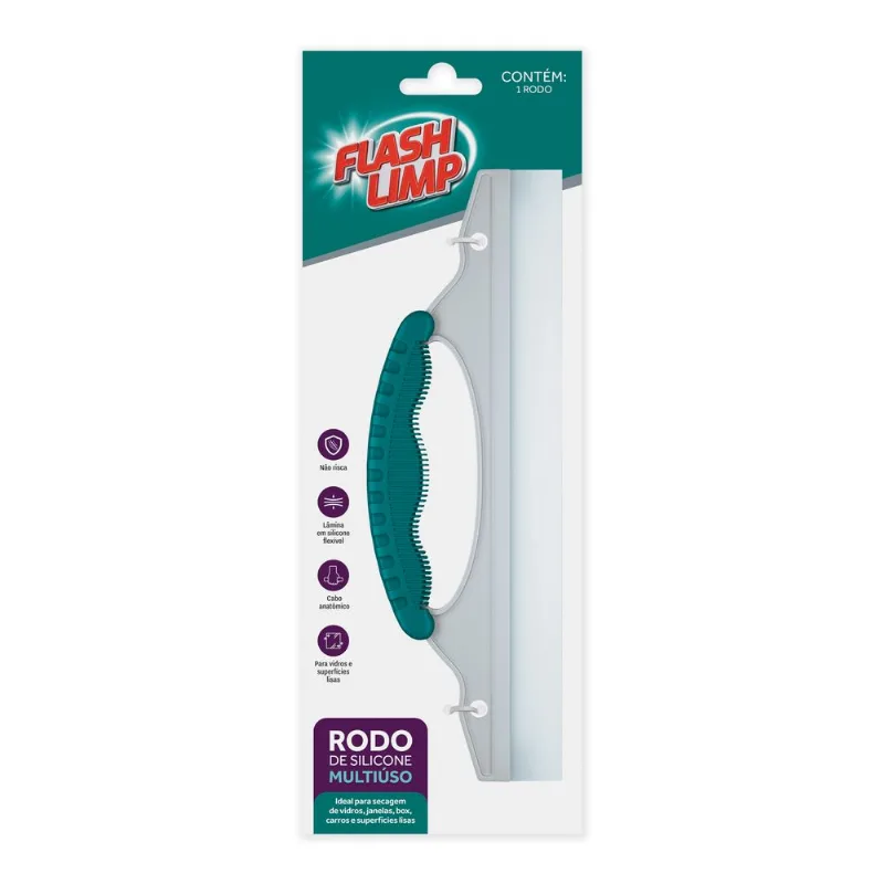 Rodo Silicone Multiuso, Seca Superfícies Lisas, Flash Limp