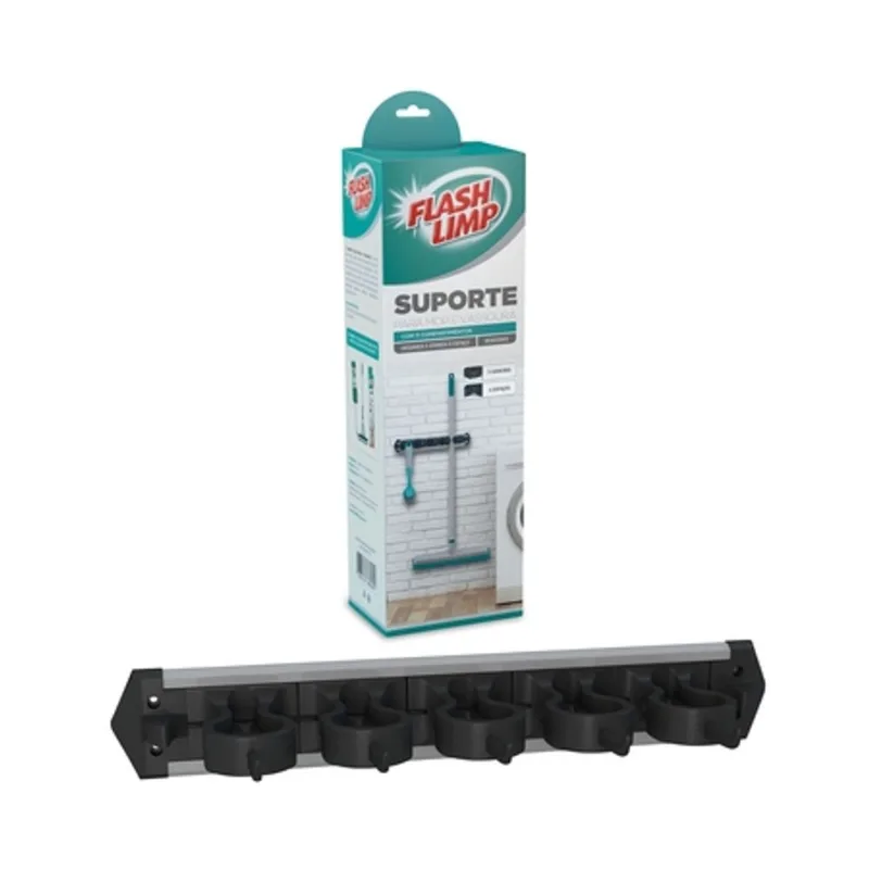 Suporte mop vassoura 11 compartimentos preto