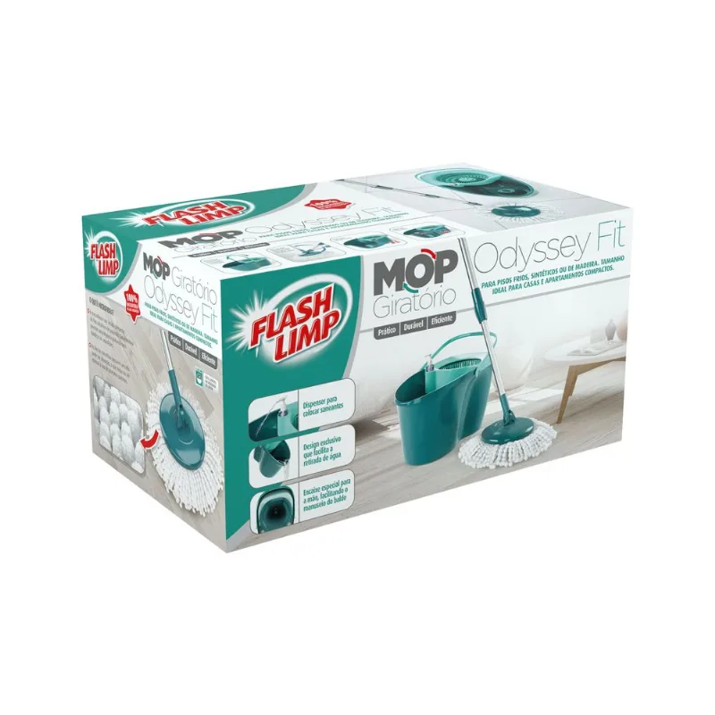 Mop Giratório Odyssey Fit, Balde com alça, cesto e moldura