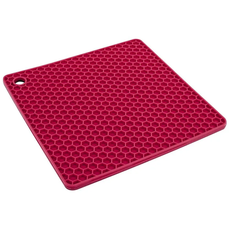 Descanso de Panela Quadrado Euro em Silicone 17x17 cm - Vermelho - Euro - Utilidades Domesticas