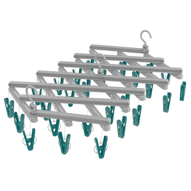 Mini Varal Extensível com 29 Prendedores FlashLimp Cinza e Verde