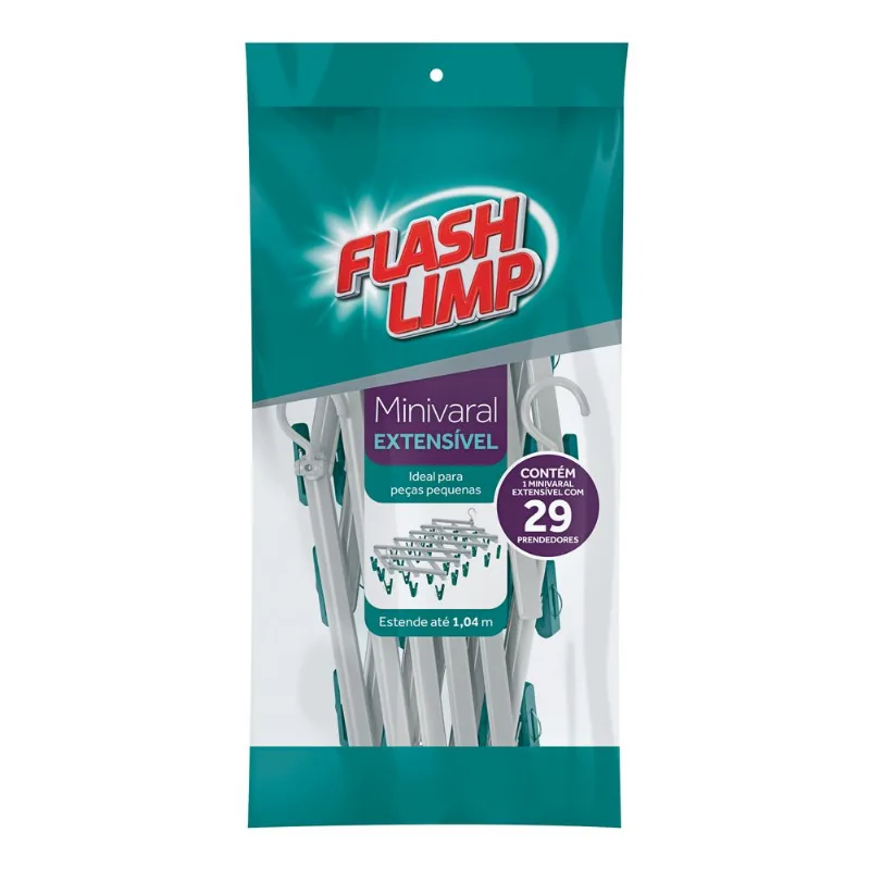 Mini Varal Extensível Com 29 Prendedores, Flash Limp