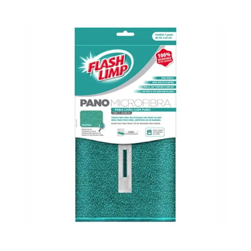 Pano de Microfibra para Chão c/ Furo - FlashLimp - flashlimp - Mercado