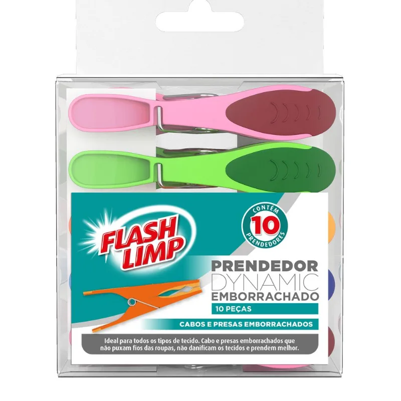 Conjunto 10 Prendedores Dynamic Emborrachado Flash Limp