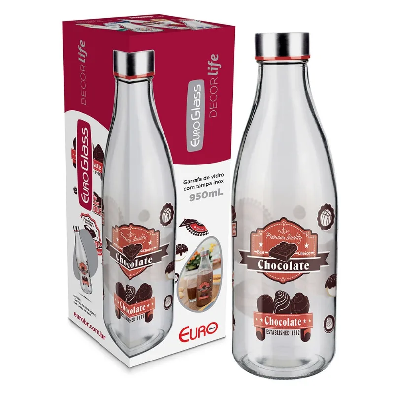 Garrafa Vidro Euro 950ml Leite
