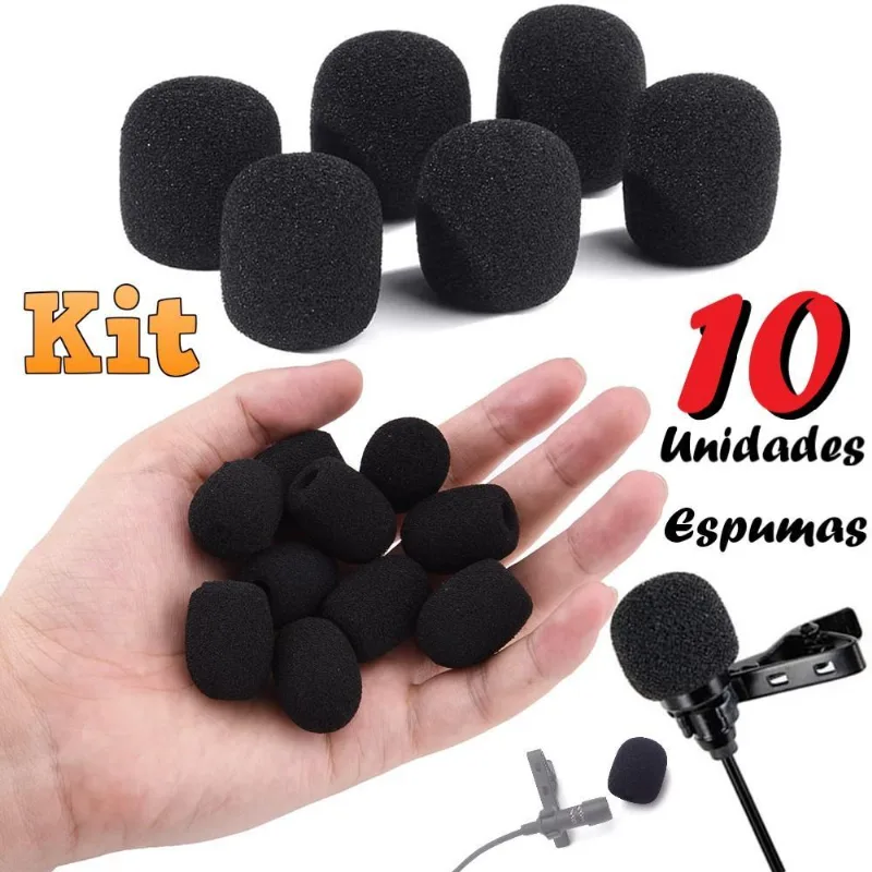 Kit 10 Espumas Externa Tampas Protetora Bocal Microfone
