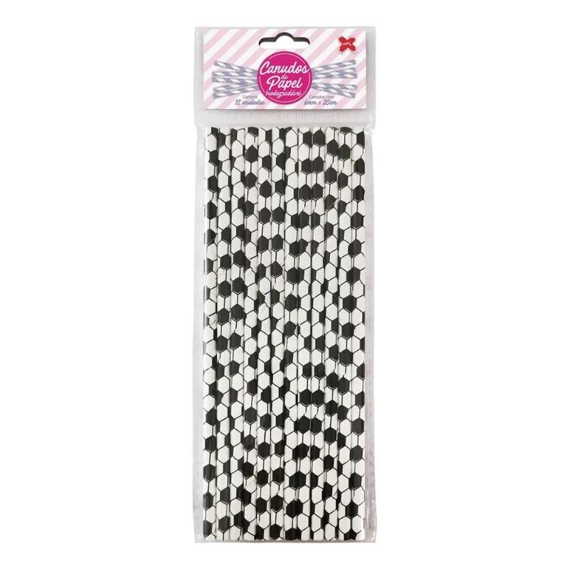 Canudo de Papel Futebol 6mmx200mm - 4359 - 12 unidades