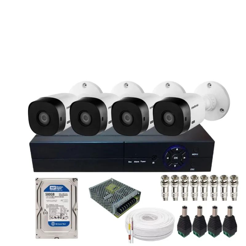 Kit Cftv 4 Câmera Full Hd 1220b Intelbras Dvr 04ch Alta Performance Com Hd 500gb Incluso - Intelbras - Câmeras E Drones