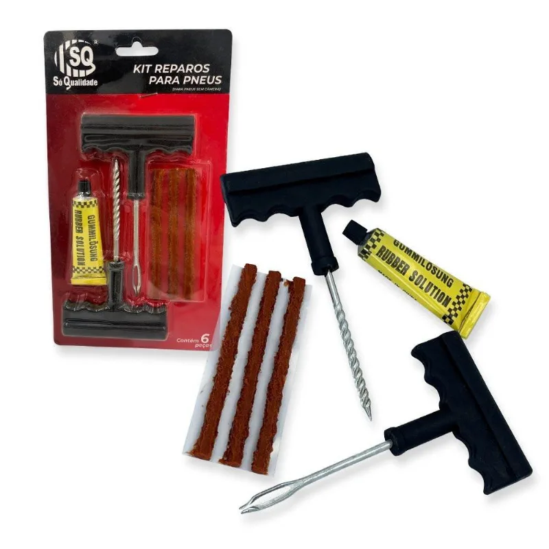Kit Reparo De Pneu Para Carro E Moto Sem Câmara
