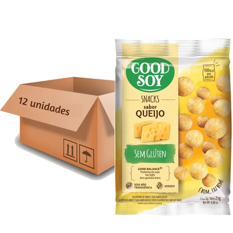 12x Snacks de Soja goodsoy Sabor Queijo 25g