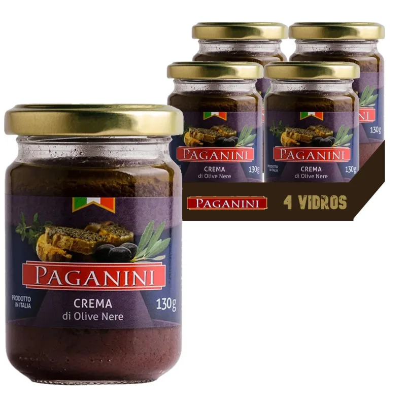 Antepasto Paganini Crema Azeitona Preta 130g (4 Vidros) - Não Informado - Mercearia