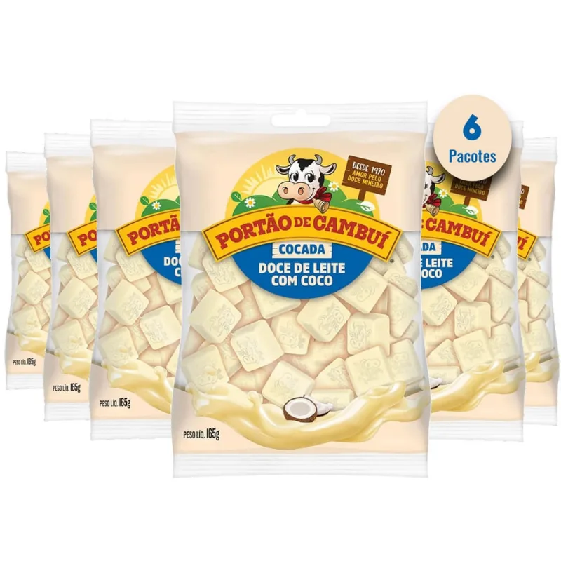 Doce de Leite com Cocada portão do cambui 165g (6 pacotes)