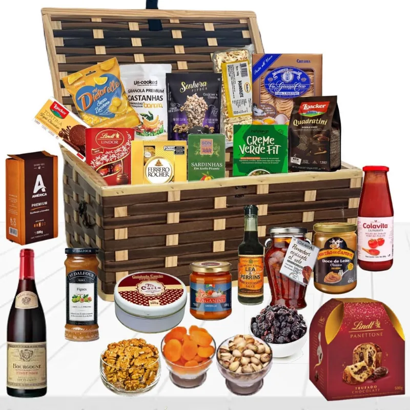 Cesta De Natal Premium Bordeaux Com 25 Itens - Natal 2025