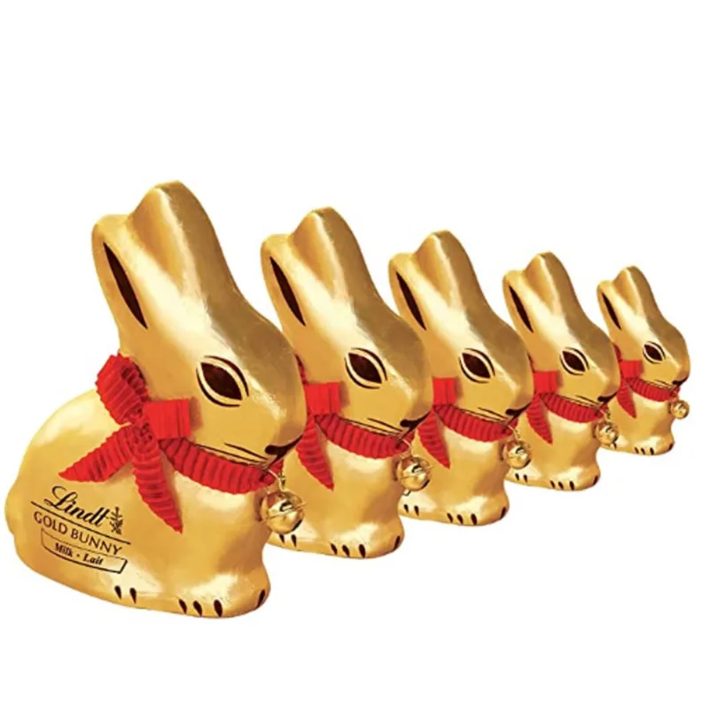 Kit c/ 5und Lindt Gold Bunny Chocolate ao Leite 100g