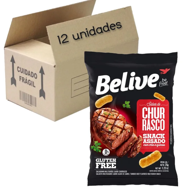 Snack Multigrãos Sabor Churrasco belive 35g (12 pacotes)