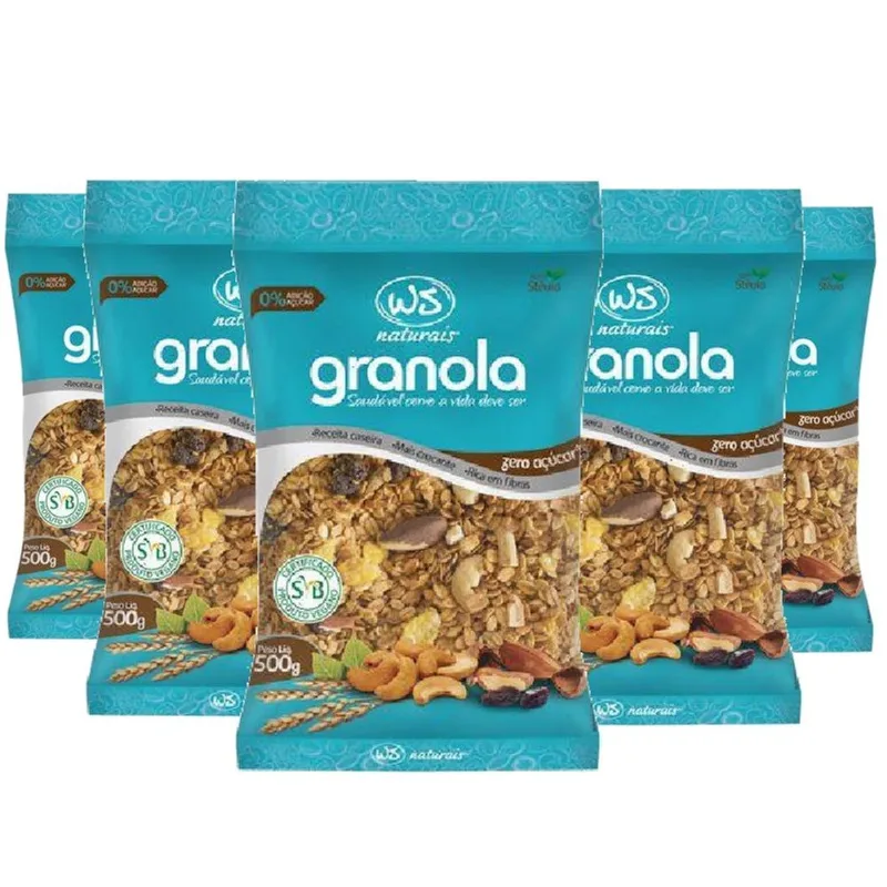 5x Granola Zero ws naturais 500g