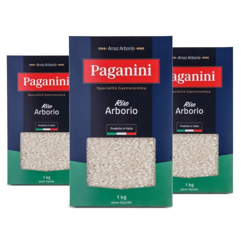 Kit c/ 3 und Arroz Arbório paganini Italia 1 Kg