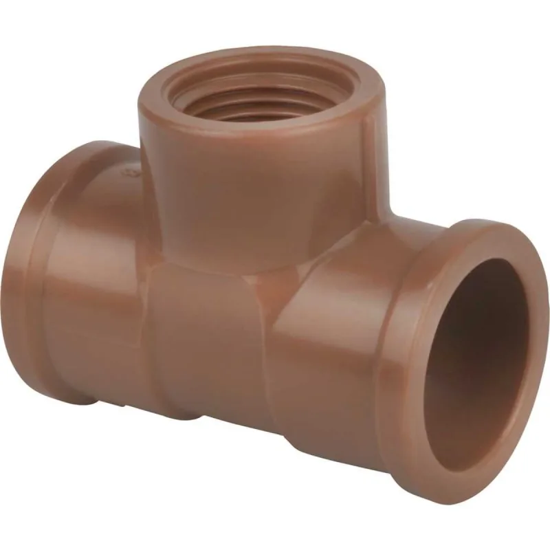 Tê Soldável Lr Pvc Marrom 25 Mm X 1/2" Referência 495 Krona - KRONA - Casa E Construção