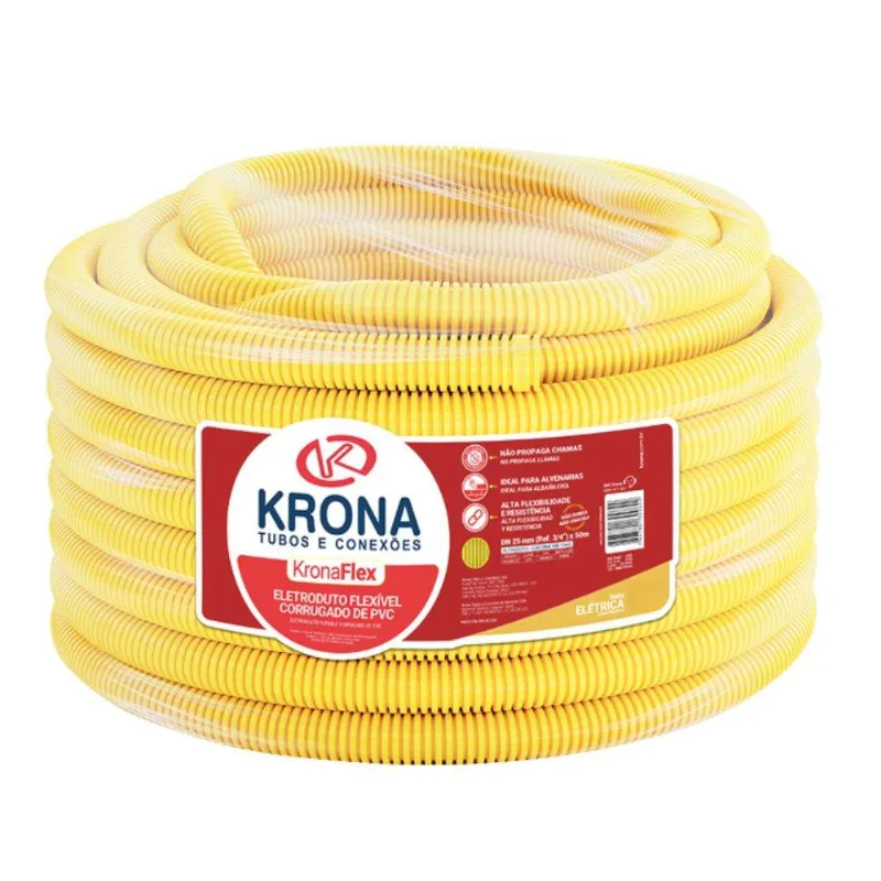 Eletroduto Corrugado Amarelo Krona Eletroduto Corrugado 1/2" 20mm Amarelo Krona 10 Metros