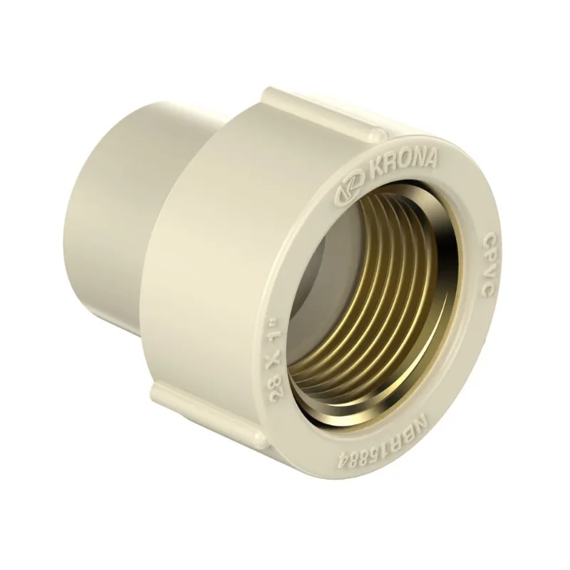 Luva de Transição com Rosca Fêmea 22mm x 3/4" Ultraterm Krona CPVC Luva de transicao rf ultraterm 22x3/4 br - Krona