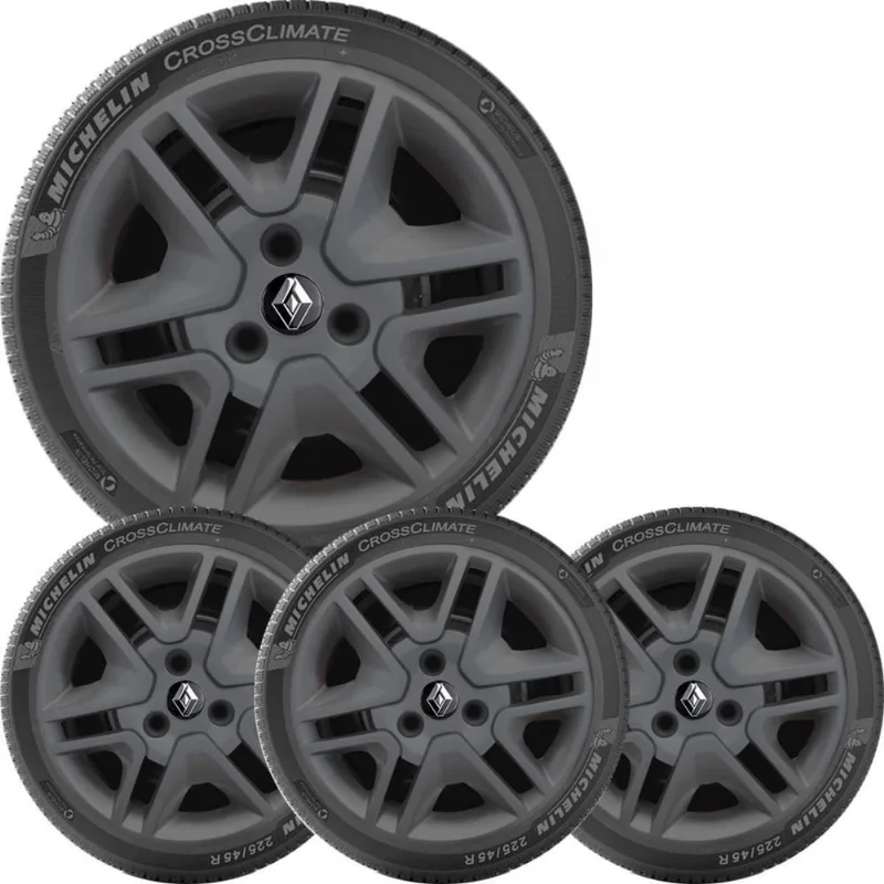 4X Calota Renault Kwid Aro 2020 Grafite 877Cp