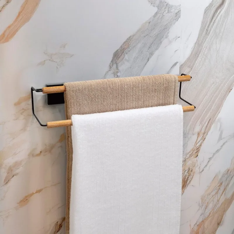 Porta Toalha Banho Duplo Preto Fosco Arthi Eco Design 3M - Arthi - Casa E Organização