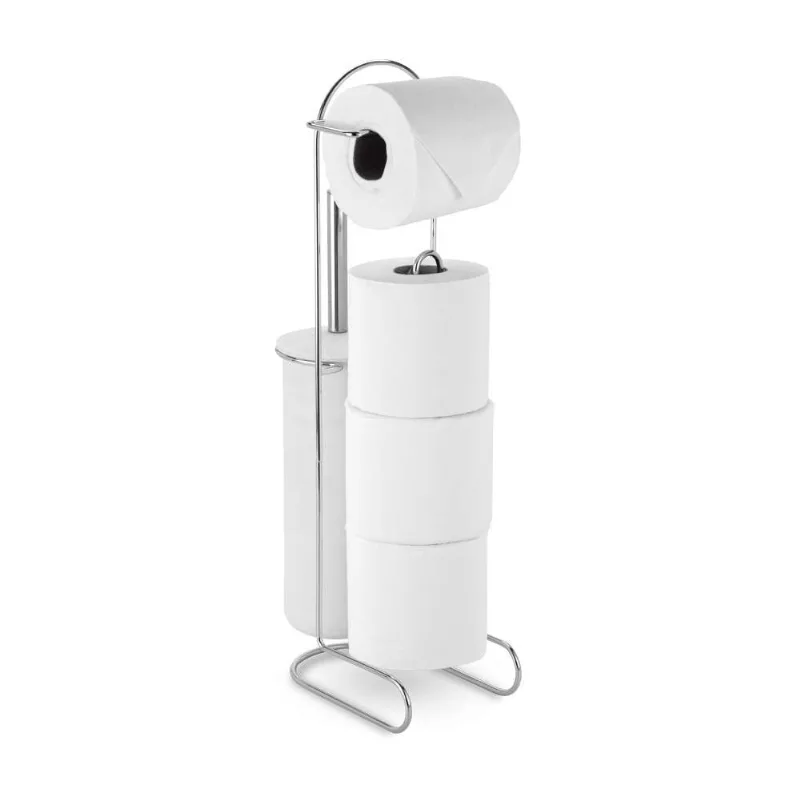 Suporte de Chão para Papel Higiênico com Porta Escova Sanitária Arthi Suporte de Chão para Papel Higiênico com Porta Escova Sanitária Branco