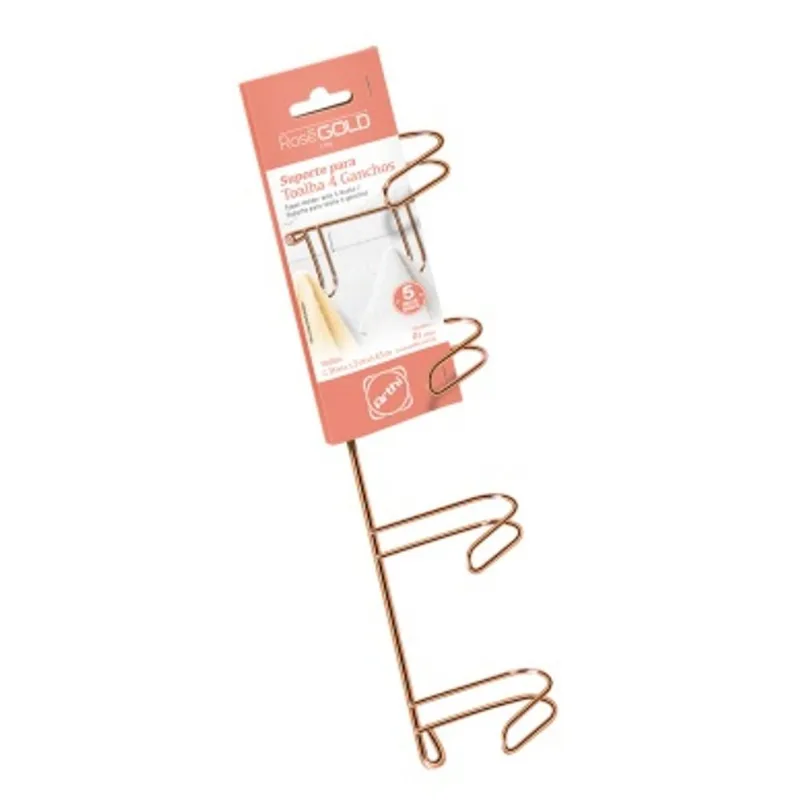 Suporte p/ Toalha c/ 4 Ganchos Rose Gold Arthi - Arthi