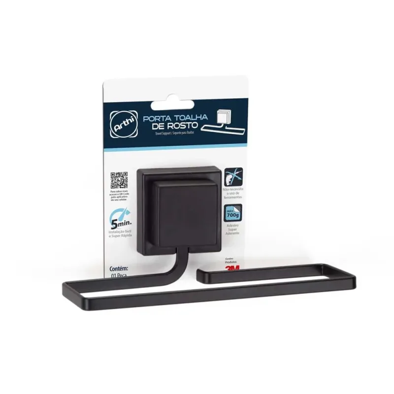 Porta Toalha de Rosto  Piatina Black 3m - Arthi - Arthi - Ud