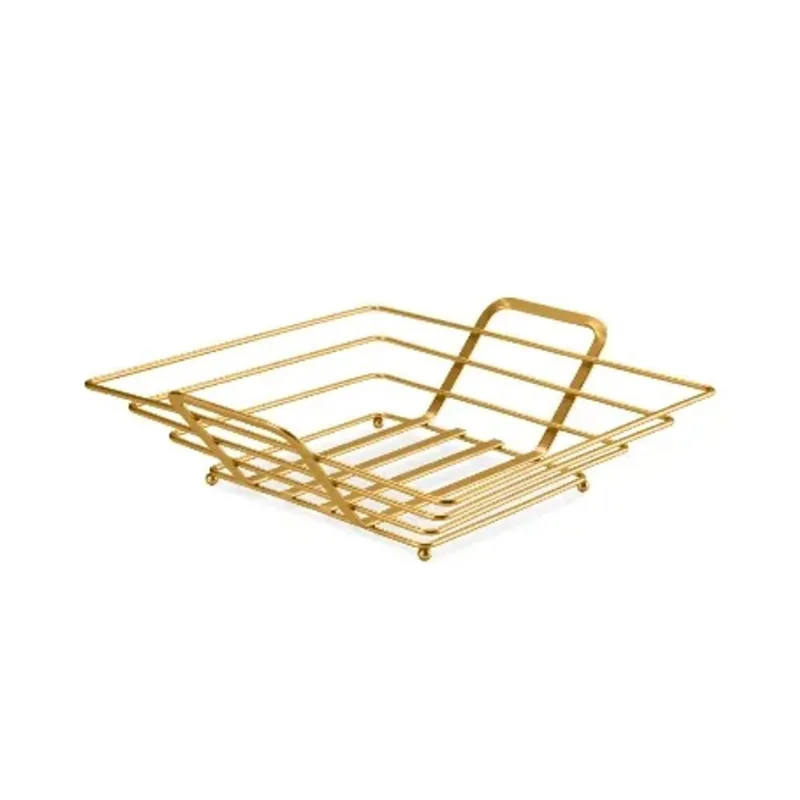 Fruteira Mesa Quadrada Dourado Fosco