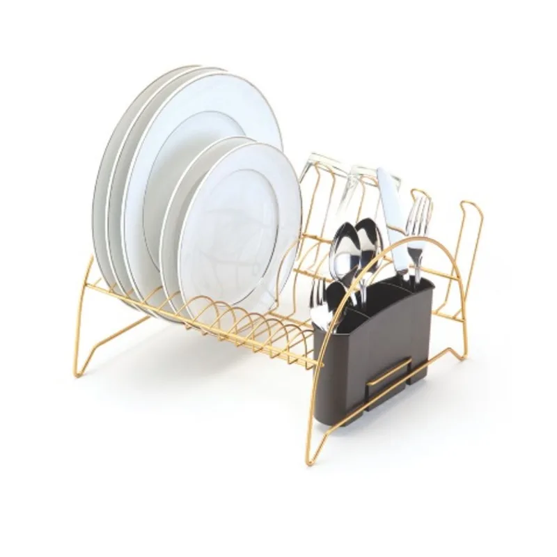 Escorredor Com Porta Copos Dourado Fosco