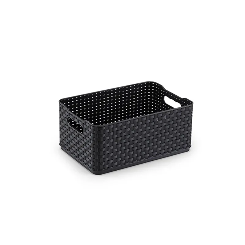 Caixa organizadora 520ml preta Rattan 01 Arthi