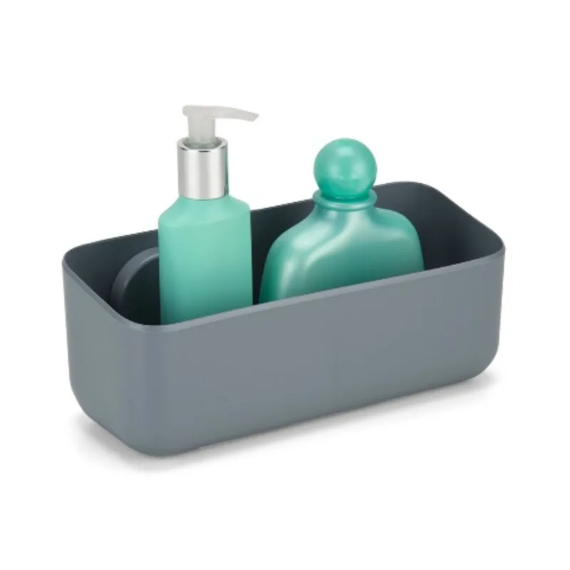 Porta Shampoo C Ventosas Nao Fure Cinza