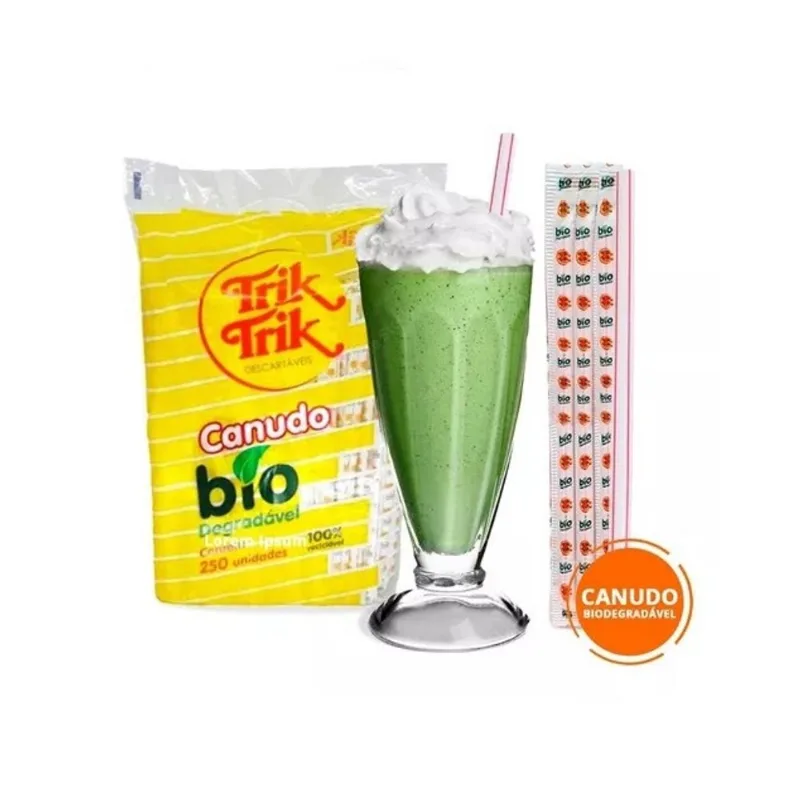 Canudinho biodegradável para milkshake trik trik embalagem individual C/250un