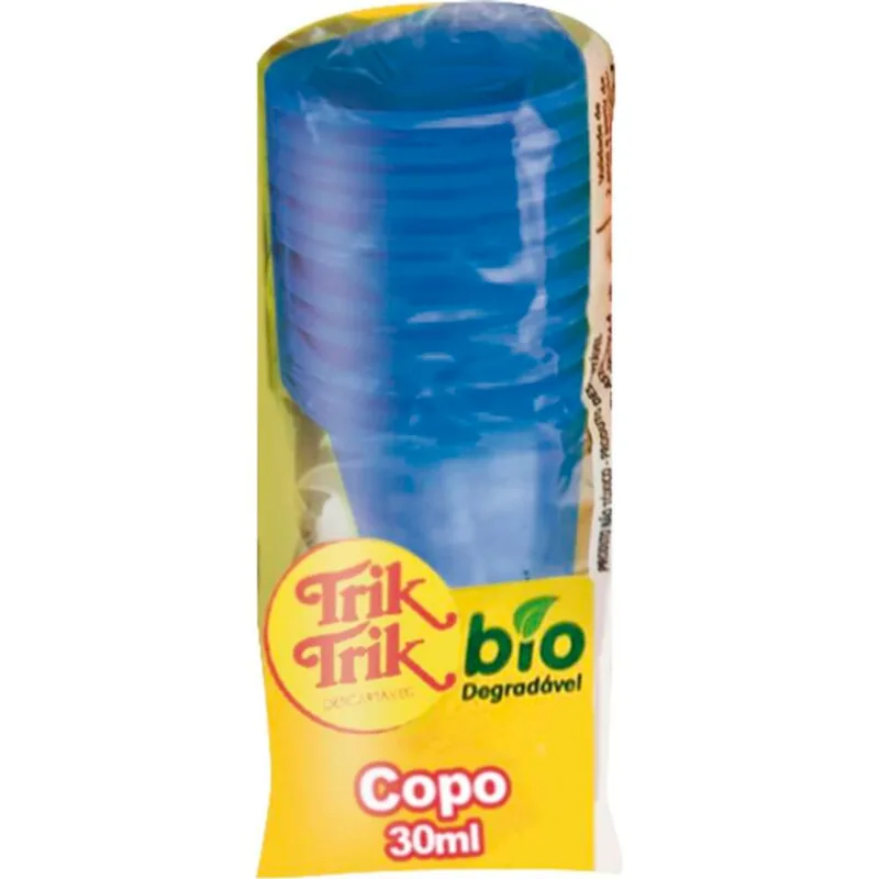 Copo Descartável Biodegradável Trik Trik Azul 30ml 10un