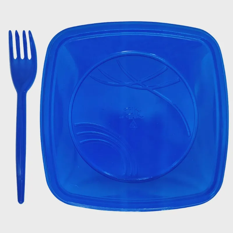 Kit Festa Prato e Garfo 15cm Azul Trik Trik 10 Unidades