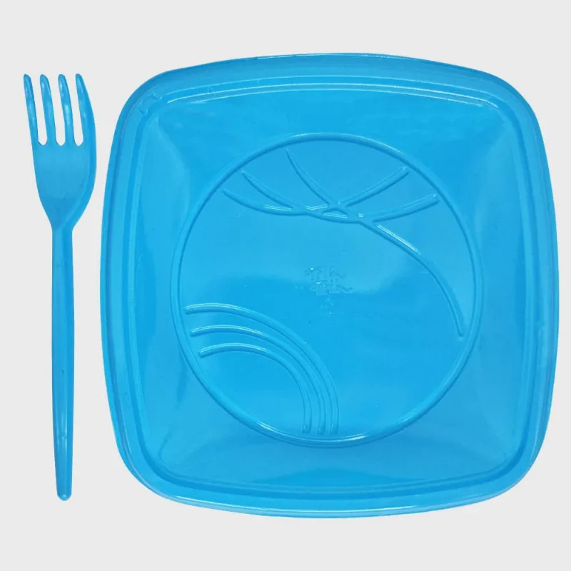 Kit Festa Prato e Garfo 15cm Azul Claro Trik Trik 10 Unidades