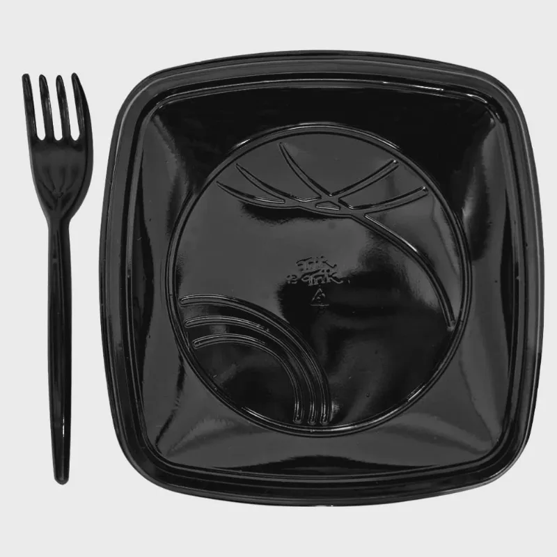 Kit Festa Prato e Garfo 15cm Preto Trik Trik 10 Unidades