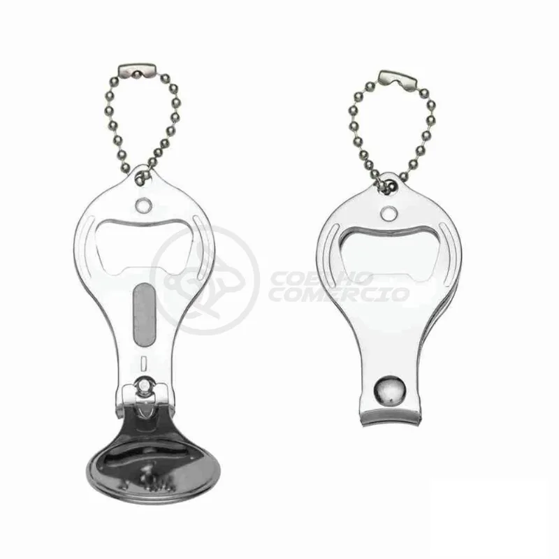 Kit 5 Cortador Unha C/ Lixa Inox Abridor Garrafa Chaveiro