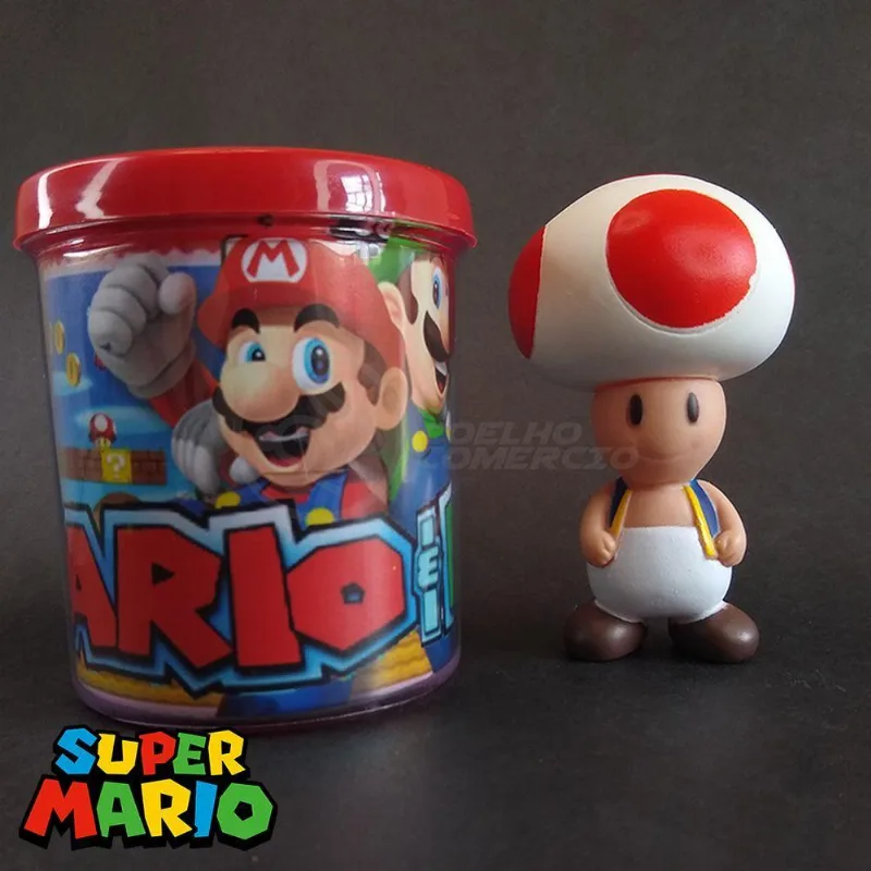 Kit Boneco Toad Cogumelo 10Cm + Caneca Super Mario 350Ml