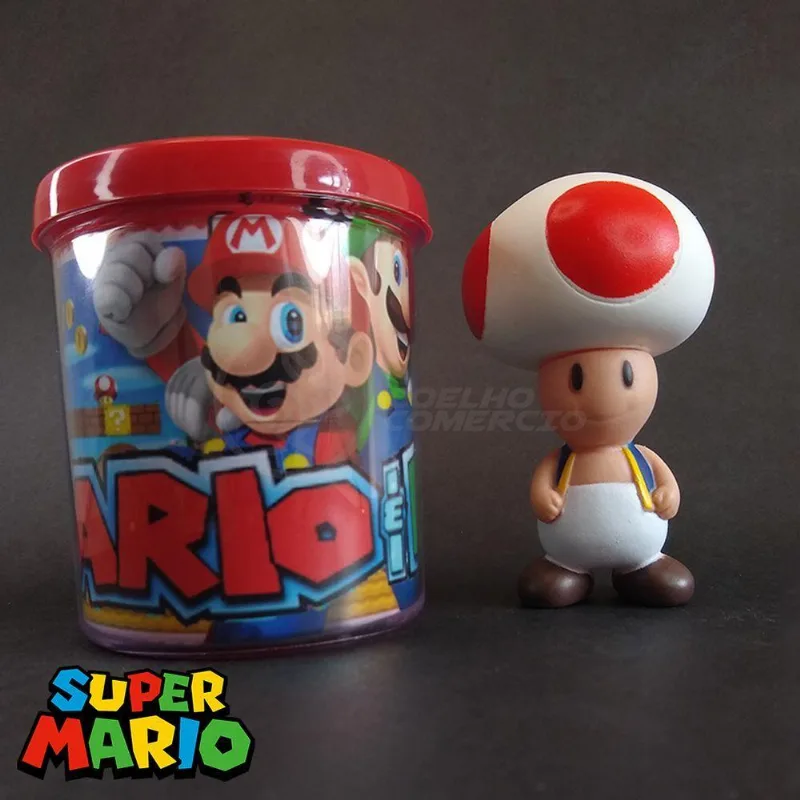 Kit Boneco Toad Cogumelo 10Cm + Caneca Super Mario 350Ml