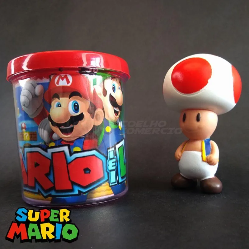Kit Boneco Toad Cogumelo 10Cm + Caneca Super Mario 350Ml