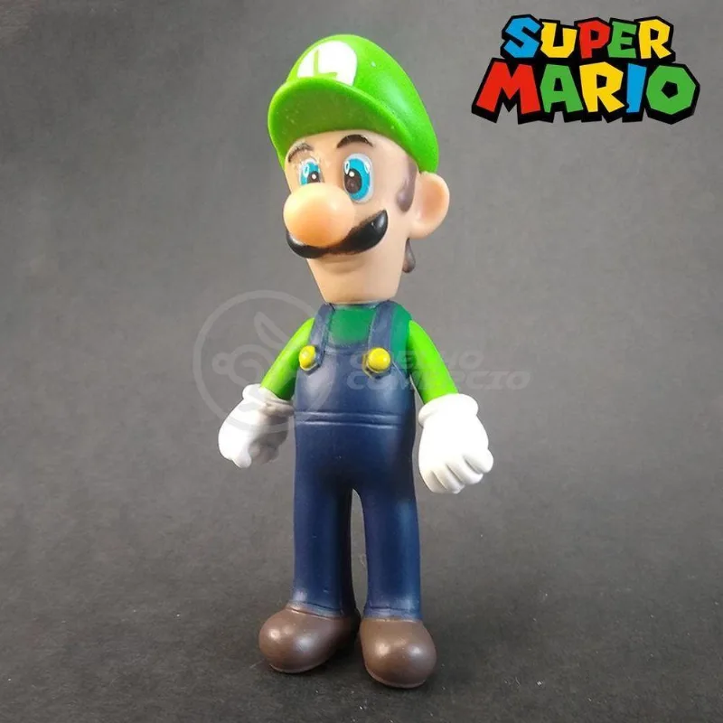 Kit Boneco Luigi Articulado Super Mario 13cm + Caneca 350ml
