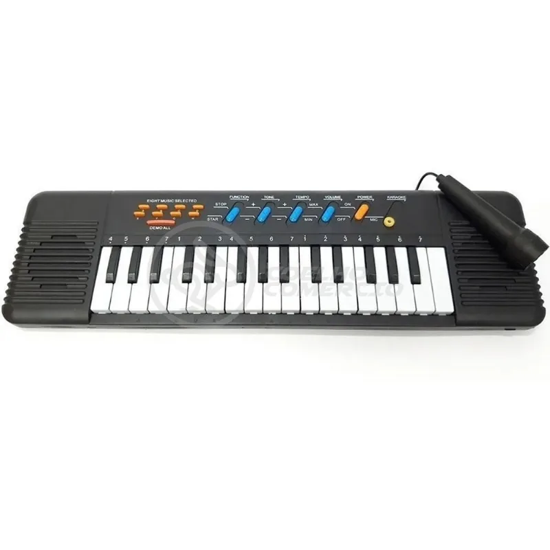 Mini Teclado Infantil Piano 32 Teclas Musical Karaokê e Microfone Crianças Aprender a Tocar a Pilha
