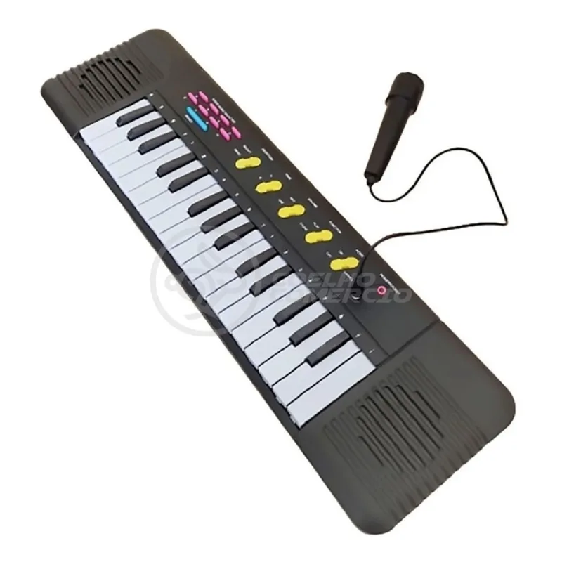 Mini Teclado Infantil Piano 32 Teclas Musical Karaokê e Microfone Crianças Aprender a Tocar a Pilha