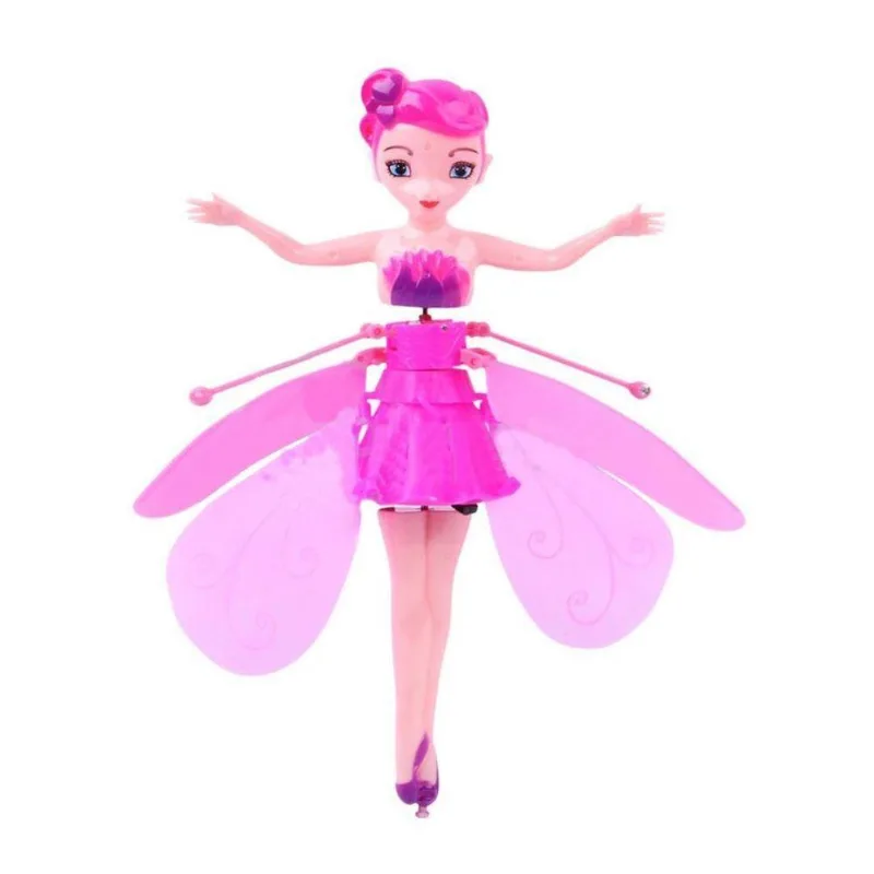Boneca Princesa Aerocraft Fada Voadora Rosa 19cm Sensor N6