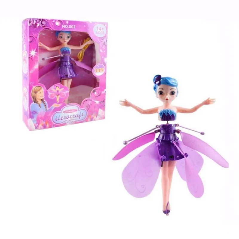 Boneca Princesa Aerocraft Fada Voadora Roxo 19cm Sensor N6