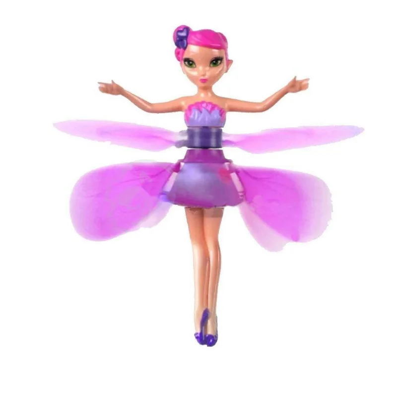 Boneca Princesa Aerocraft Fada Voadora Roxo 19cm Sensor N7